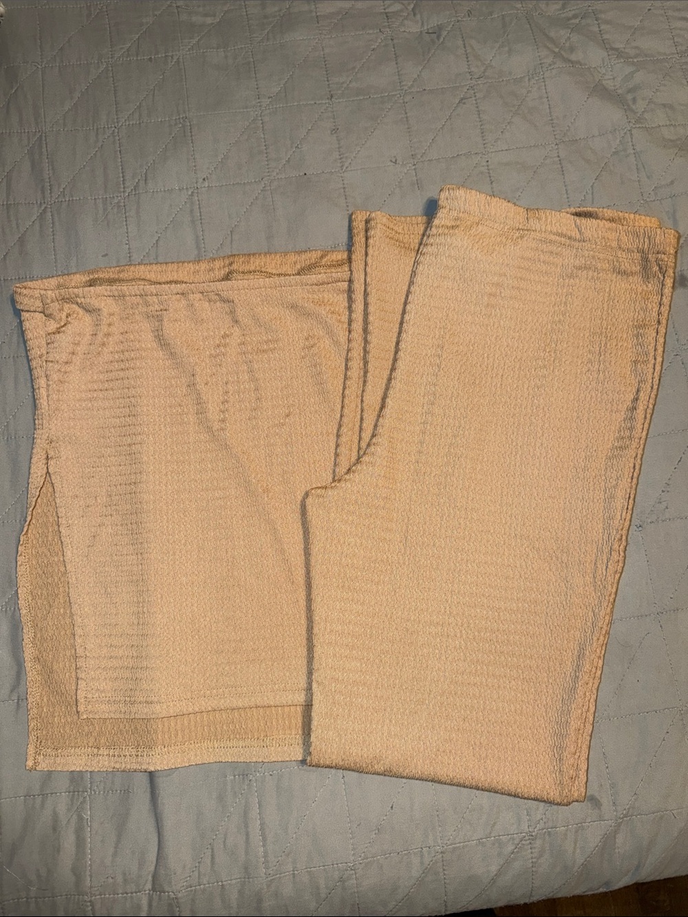 SHEIN 2 Piece Set Casual Women's Brown Tan Ruched Slit Design Bandeau Top & Pant